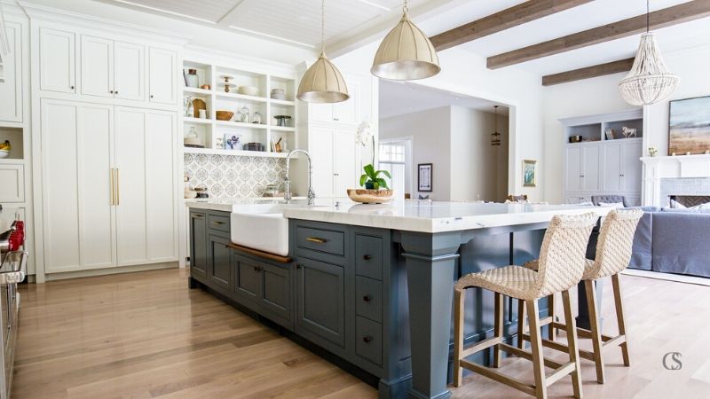 kitchen island perpendicular to wall